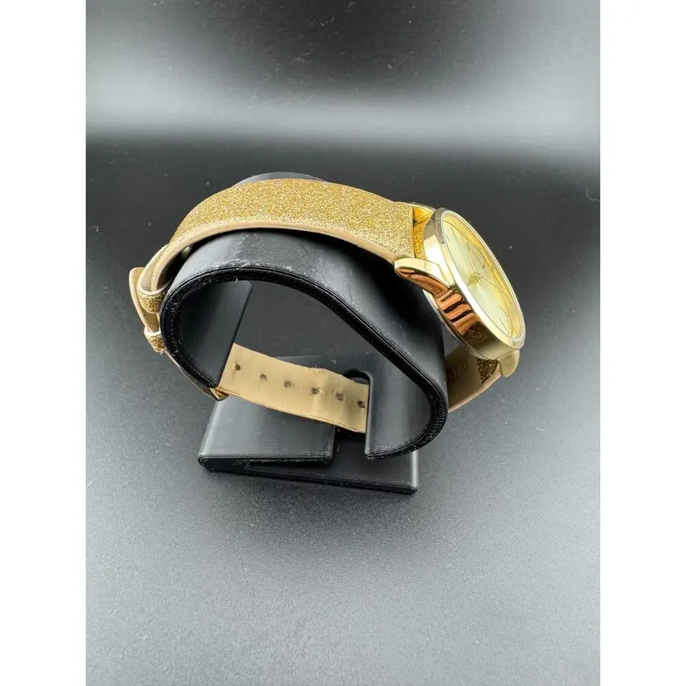 FMD Ladies Gold-Tone Watch, Glitter Strap, Roman XII
